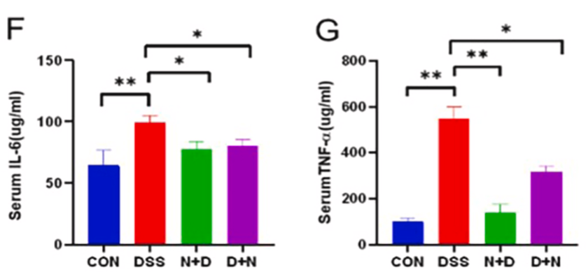 补充NMN降低了结肠炎小鼠炎症因子浓度